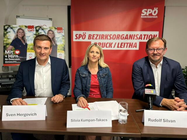 Kontroll-Landesrat Sven Hergovich, Regionalwahlkreis-Spitzenkandidatin der SPÖ NÖ Ost Silvia Kumpan-Takacs und SPÖ NÖ-Nationalratswahl-Spitzenkandidat Rudi Silvan  | Foto: SPÖ NÖ