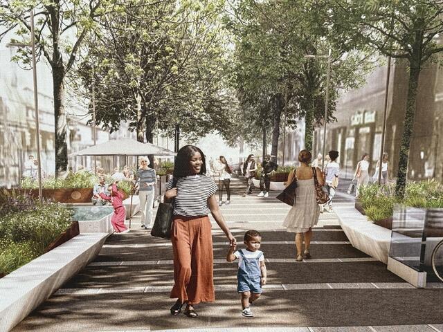 Viel Grün und Schatten soll beim Platz der Kulturen kommen. | Foto: Yewo Landscapes