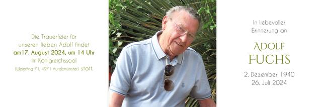 Adolf Fuchs, Ried, verstorben am 17. August, im 84. Lebensjahr. | Foto: Jonas Fischer 
