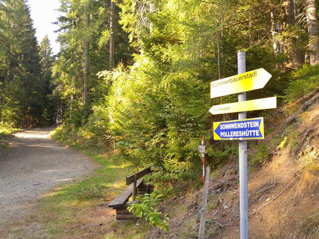 und dann endlich sehe ich die erste Tafel: Sonnwendstein, Pollereshütte. Super ich bin am richtigen Weg