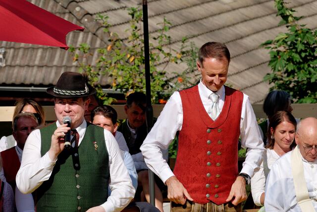 li. Landesobmann Salburger Blasmusikverband Balthasar Gwechenberger, re. Landeskappelmeister Roman Gruber. | Foto: Peter Bolha