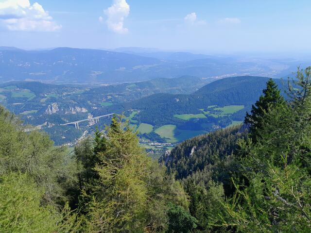 Blick auf die Brücke "Talübergang Schottwien" der S6, die man auch von der Semmeringer Richtung gut sieht
