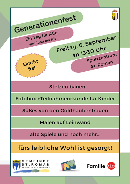 Einladung zum Generationenfest | Foto: Gemeinde St. Roman