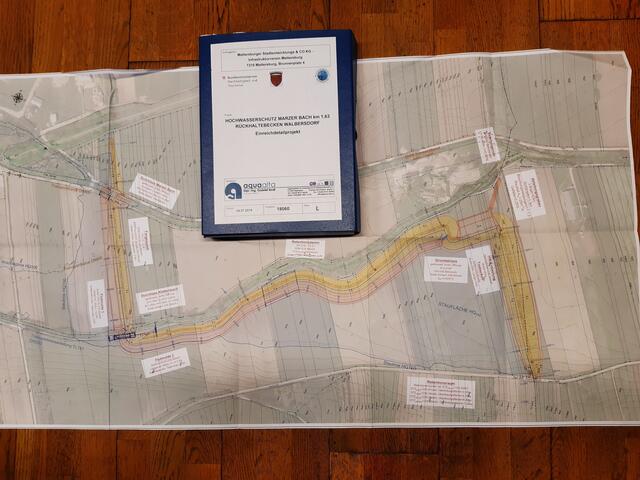 So sieht der Plan des Projektes des Rückhaltebeckens aus | Foto: Gerald Hüller/Marz