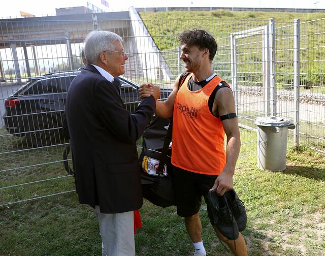 Treffen mit OEFB-Team und Teamchef Rangnick, LH Peter Kaiser, Simon Straudi (Austria Klagenfurt). Klagenfurt, 4.9.2024
 | Foto: LPD Kärnten/Kuess