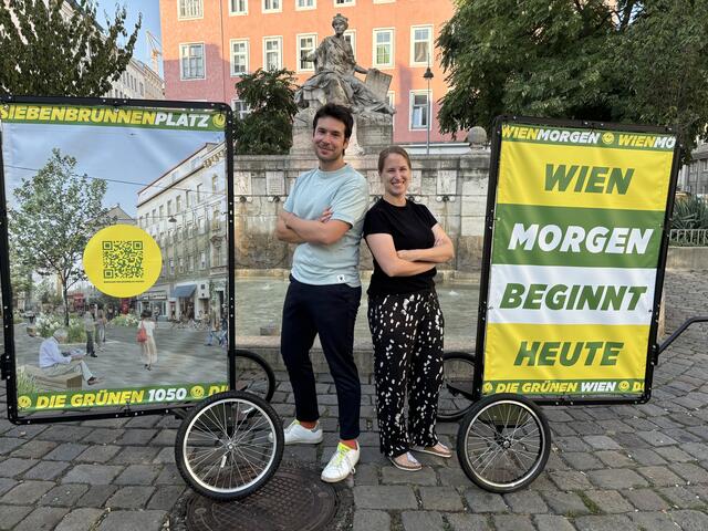 Die Grünen Margareten stellten ihre Vision für Abkühlung und Begrünung im Bezirk vor. | Foto: Tamara Winterthaler/MeinBezirk