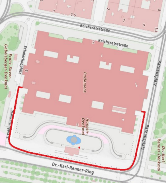 Vor dem Parlament wird eine Platzsperre eingerichtet. | Foto: LPD Wien/Screenshot