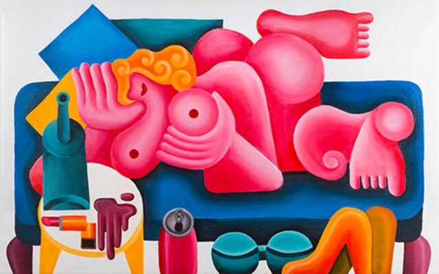 Maria Corte (geb. 1983) I Mujer Reclinada 
Öl auf Leinwand I 80 x 120 cm I 2023 | Foto: Galerie Lehner
