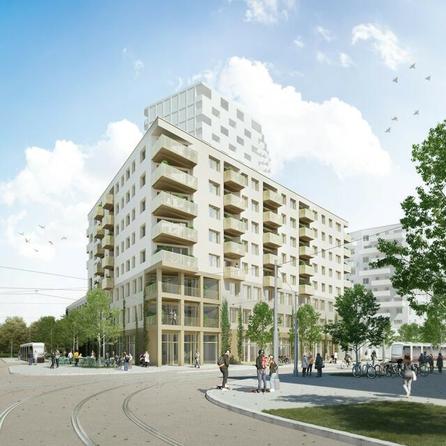 Ab 1. Oktober ist der neue Servicepoint des Quartiersmanagement Nordbahnviertel im Foyer der Baugruppe „HausWirtschaft“ geöffnet. | Foto: einszueins Architektur