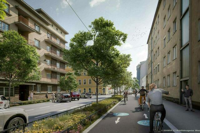 Zum neuen Radweg in der Rinnböckstraße beantwortete der Bezirkschef einige Fragen. | Foto: Mobilitätsagentur Wien/zoomvp.at
