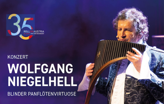 Wolfgang Niegelhell, der blinde Panflötenvirtuose verzaubert mit seinen Klängen / Feierliches Konzert zum 35. Jubiläum von RollOn Austria | Foto: Screenshot 35-Jahre-RollOn Austria