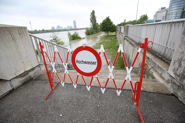 Bereits am Samstag knackt die Donau in Wien aller Voraussicht nach die Sechs-Meter-Marke. So sah es 2013 aus. | Foto:  Stanislav Kogiku / picturedesk.com