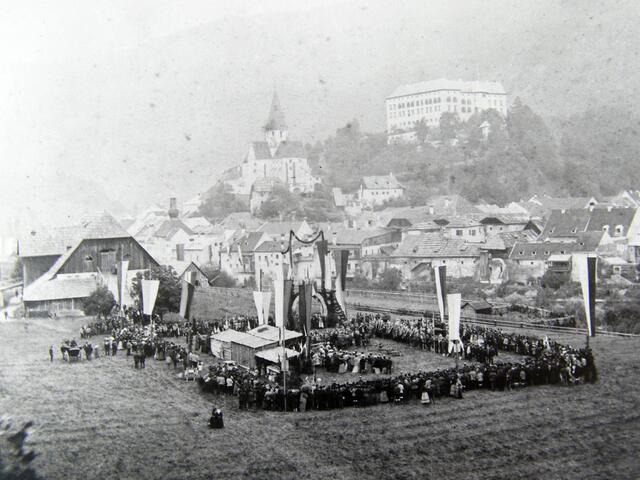 Spatenstich in Murau (heutiges Bahnhofsareal), 27. August 1893 | Foto: Murauer Handwerksmuseum 