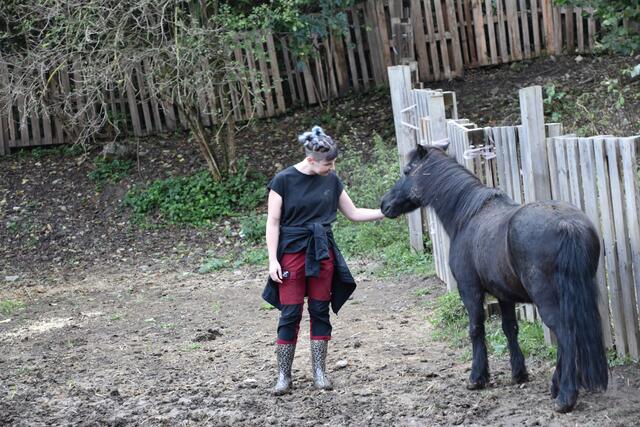 Die Ponys konnten sich in den Wald retten, nachdem die Feuerwehr den Zaun eingetreten hat. Hier mit Annika Kettner . | Foto: Preineder