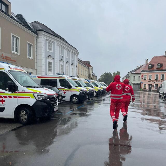 Das Rote Kreuz wich am Samstag auf den Rathausplatz aus.  | Foto: RK Klosterneuburg