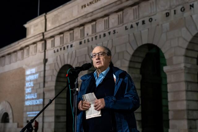Ariel Muzicant, Präsident European Jewish Congress, sprach am 22. September vor dem Burgtor. | Foto: Ouriel Morgensztern/ JöH