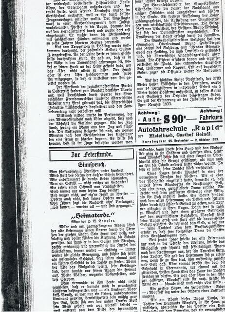 Inserat  Oktober 1933. Der Standort in Mistelbach wurde am 29. Mai. 1933 eröffnet. | Foto: Gebauer