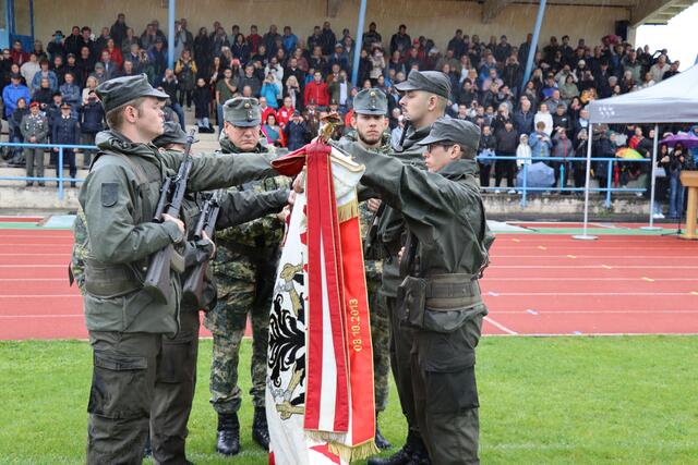 Die Soldaten legten das Gelöbnis ab. | Foto: Reichel