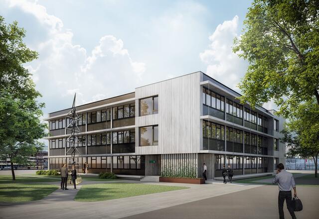 So soll das Gebäude aussehen. Ein Rendering des künftigen Bürogebäudes der Graf-Holztechnik. | Foto: sps architekten zt gmbh
