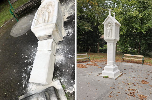 Das Rosalienmarterl im Geschwister Rothansl-Park steht wieder, nachdem es im Vorjahr einem Missgeschick zum Opfer gefallen war. | Foto: Universalmuseum Kierling/Markus Fuchs