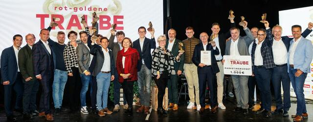 Die rot-goldene Traube wurde in neun Kategorien verliehen. Dazu gab es zwei Sonderkategorien. | Foto: Weintourismus Burgenland/Maria Hollunder