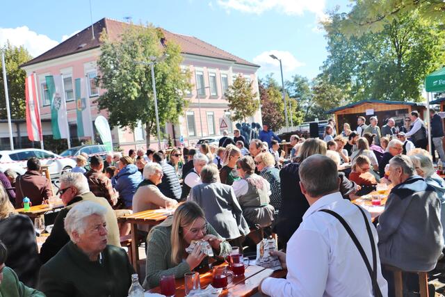 Gut besucht war das Maibaumumschneiden bei sonnig-herbstlichem Wetter in Feldkirchen.  | Foto: Edith Ertl