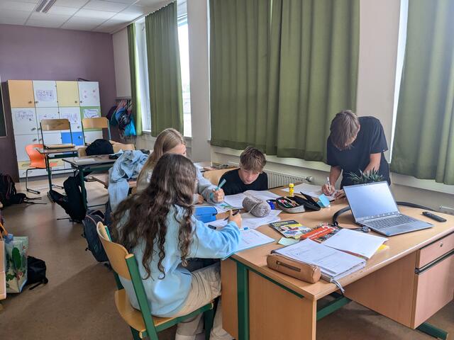 Konzentriert bei der Sache: Die Schüler überlegten sich eigene Parteiprogramme. | Foto: Gruber