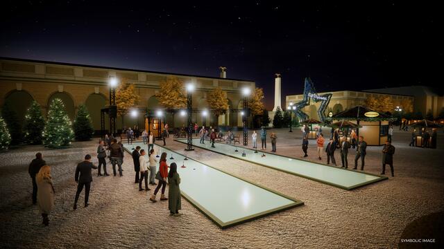 Die Eisstockbahnen können auch gemietet werden. | Foto: Visualisierung: Imperial Markets