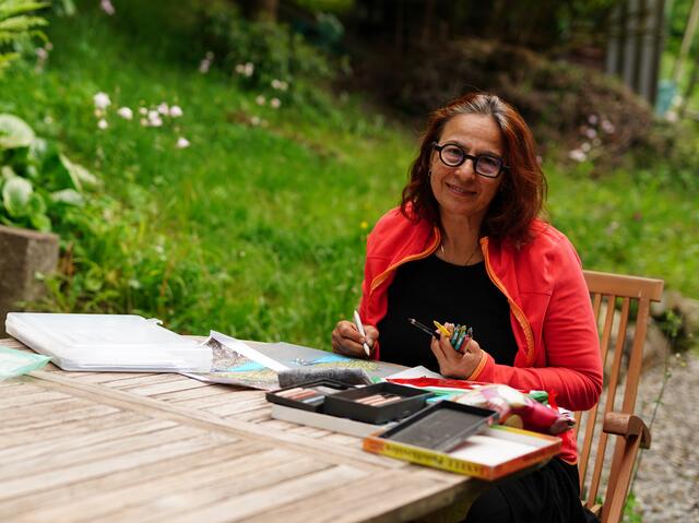 Wolfsgrabenerin Elisabeth Potesil stellt bei den Tagen der offenen Ateliers aus.  | Foto: Potesil