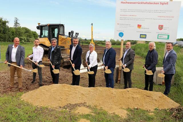 Bereits im Jahr 2022 wurde das Hochwasserrückhaltebecken für die Gemeinde Sigleß errichtet. | Foto: LMS Burgenland