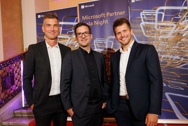 Lukas Keller (Head of Business Development New Markets bei Tietoevry), Michael Kommenda (Senior AI Expert bei Tietoevry) und Marco Salzberger (Expert Digital Transformation bei Greiner Bio-One International GmbH) bei der Microsoft AI Tour (v.li.) | Foto: Fehringer