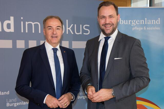 Soziallandesrat Leonhard Schneemann und Soziale-Dienste-Burgenland-Geschäftsführer Johannes Zsifkovits präsentierten ihre Pläne für das erste stationäre Hospizzentrum Burgenland. | Foto: Landesmedienservice Burgenland