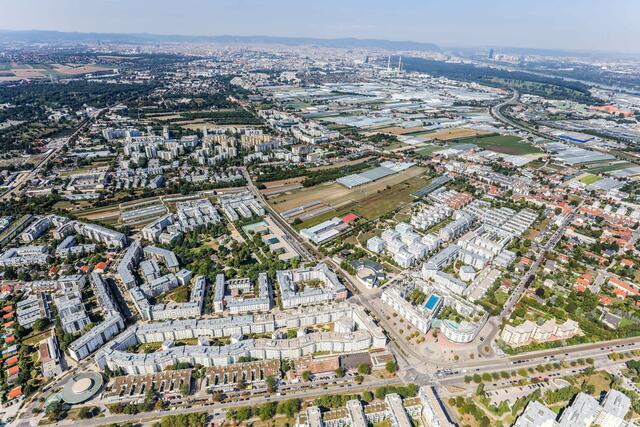 Kaiserebersdorf soll ein klimafitter Stadtteil mit mehr Wohnraum und besserer Infrastruktur werden. Beim Gebiet rund um den Weichseltalweg soll es losgehen. | Foto: Stadt Wien