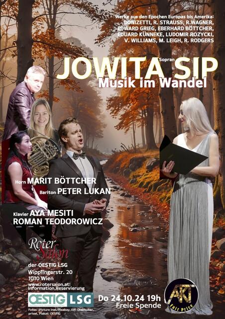 Sopranistin Jowita Sip lädt zum Thema „Musik im Wandel“ vier Musikpartner ein.  | Foto: © i Pictures Ines/Pixabay, Elfi Oberhuber, privat; Plakat: OESTIG 