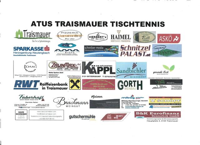 Sponsorenwand. Danke schön Atus Traismauer 