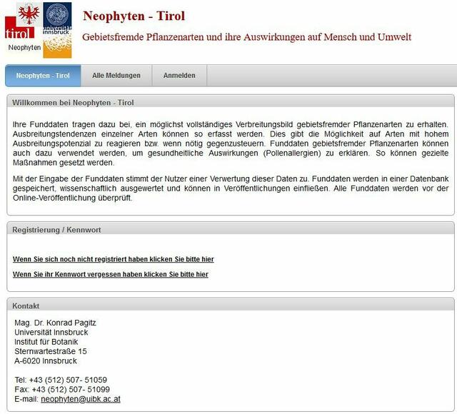 Hier können Interessierte direkt Standorte gebietsfremder Pflanzenarten melden. | Foto: Tiroler Bergwacht - Einsatzstelle Stubai
