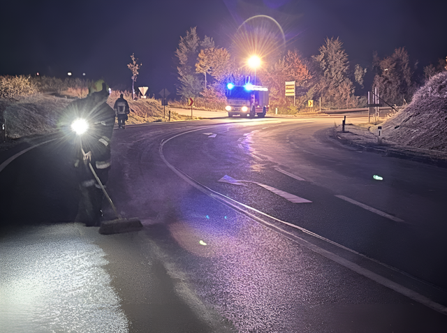 Aus bisher unbekannter Ursache erstreckte sich auf der LB2 ab der "Wild" bis zur Staatsgrenze (Bereich Neunagelberg), auf einer Strecke von über 30 Kilometern, eine Treibstoffspur | Foto: FF Göpfritz an der Wild