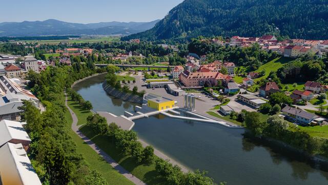 So soll das neue Murkraftwerk der Stadtwerke Judenburg künftig aussehen - es wird drei ältere Anlagen ersetzen und die Kapazität der Stromerzeugung erhöhen. | Foto: Stadtwerke Judenburg
