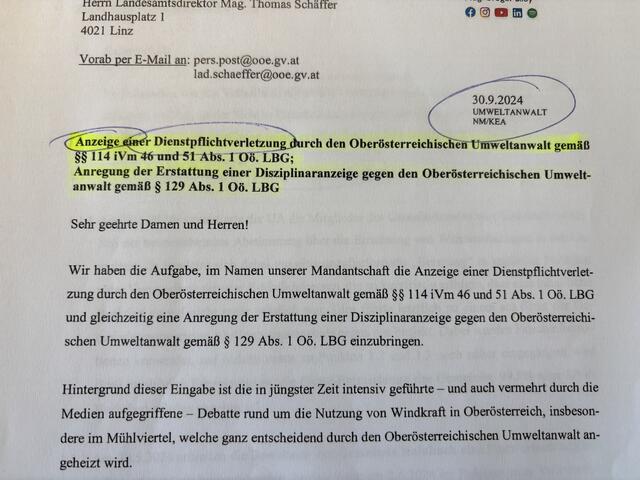 Die Anzeige gegen Umweltanwalt Martin Donat. | Foto: MeinBezirk OÖ