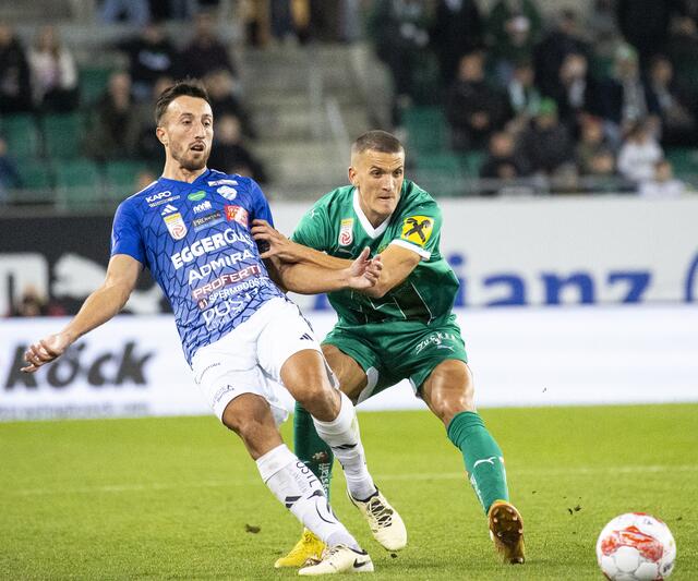 Die Hütteldorfer setzten sich am Sonntag mit einem 2:1 (1:1) Sieg gegen den TSV Egger Glas Hartberg durch und beendeten damit den Höhenflug der Steirer. | Foto:  TOBIAS STEINMAURER / APA / picturedesk.com