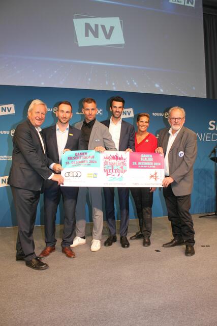Wolfgang Labenbacher, Marc Digruber, Benjamin Karl, LH-Vize Udo Landbauer, Michaela Dorfmeister, Franz Steiner. | Foto: WSV Semmering