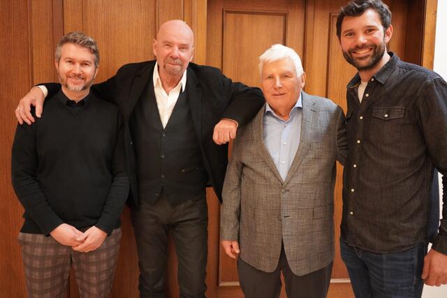 Beim ökumenischen Themenabend: Philipp Jurenich, Staatsminister a.D. Heinz Eggert, Werner Hermeling und Winzer Christian Haider. | Foto: Andrea Glatzer