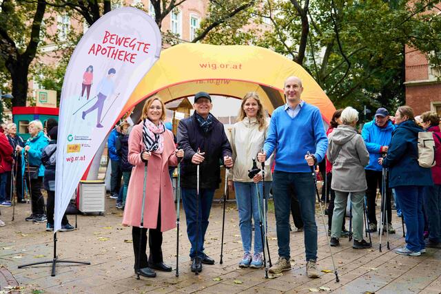 V.l.: Halbwidl, Beck, Bittner und Lerch eröffneten zusammen den 14. Herbstwalk der "Bewegten Apotheke". | Foto: WiG/Markus Korenjak