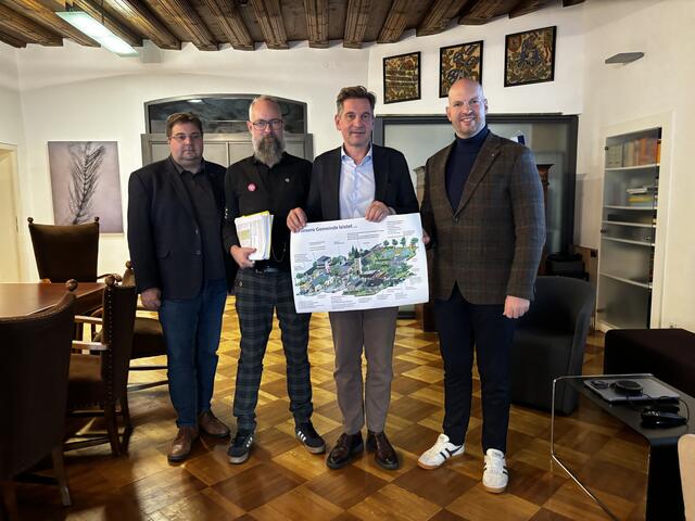 Vizebürgermeister Mario Wührer, Bau-Stadtrat Martin Dowalil , Bürgermeister Werner Krammer und Vize-Bürgermeister Armin Bahr.