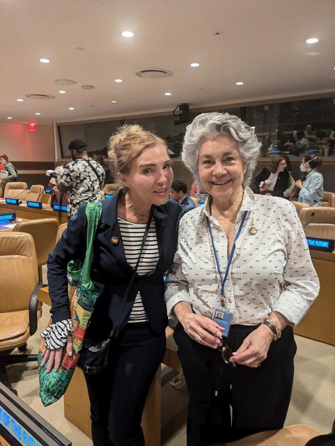 UN Summit of the Future NYC 2024
Tatjana Christlebauer, ACD-Agency for Cultural Diplomacy Wien, Hon. Marina Elena Agüero, Club de Madrid Sec.
bei Interactive Dialogues, Feminist Foreign Policy, Action Day1 | Foto: Tatjana Christelbauer