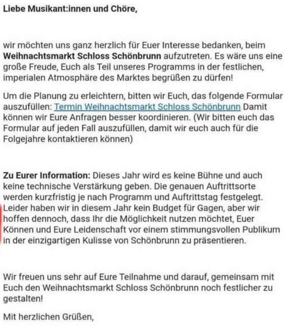 Das war der Inhalt der Mail seitens der Veranstalter. | Foto: zVg