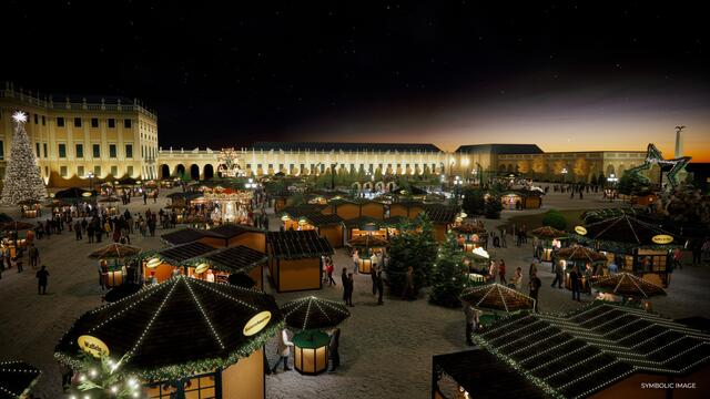 Der gesamte Ehrenhof wird diesmal für den Weihnachstmarkt genutzt. (Illustration) | Foto: Visualisierung: Imperial Markets