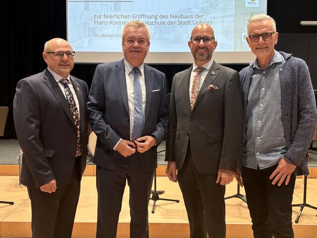 Musikschul-Direktor Josef Ferk, LH-Stv. Anton Lang, Bürgermeister Michael Schumacher und Architekt Gerwin Kortschak | Foto: Waltraud Fischer