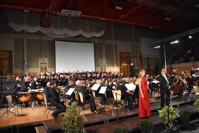 Mehr als 200 Personen wirkten bei der Aufführung von "Carmina Burana" in der Reinhold Heidinger-Sporthalle mit. | Foto: Waltraud Fischer