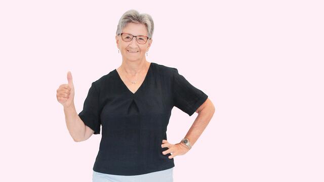 Hermine Lehr ist mit 73 Jahren zu Recht stolz auf ihren Erfolg: 21 kg leichter und rundum glücklich.